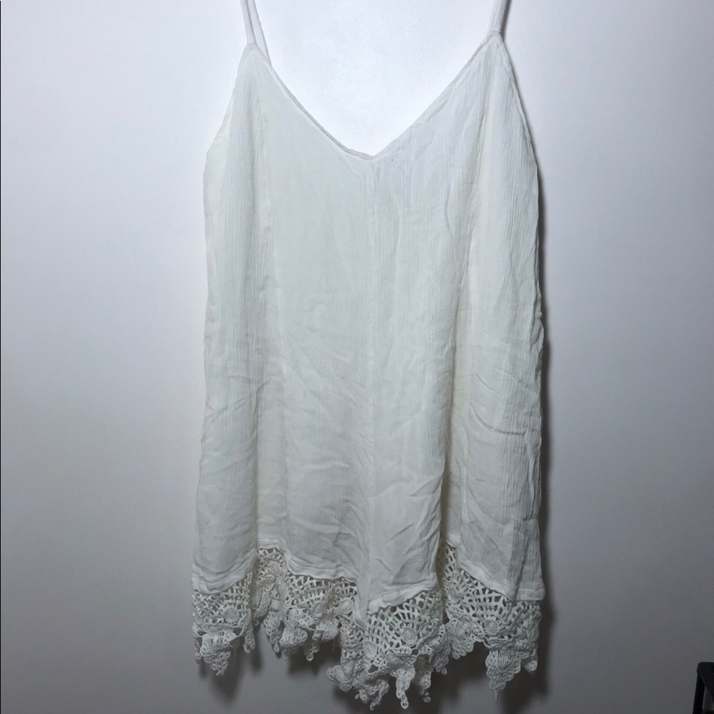 White Romper with lace trim